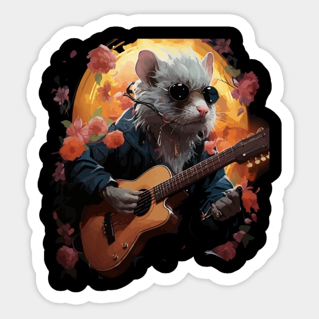 Rat Playing Guitar Sticker by JH Mart